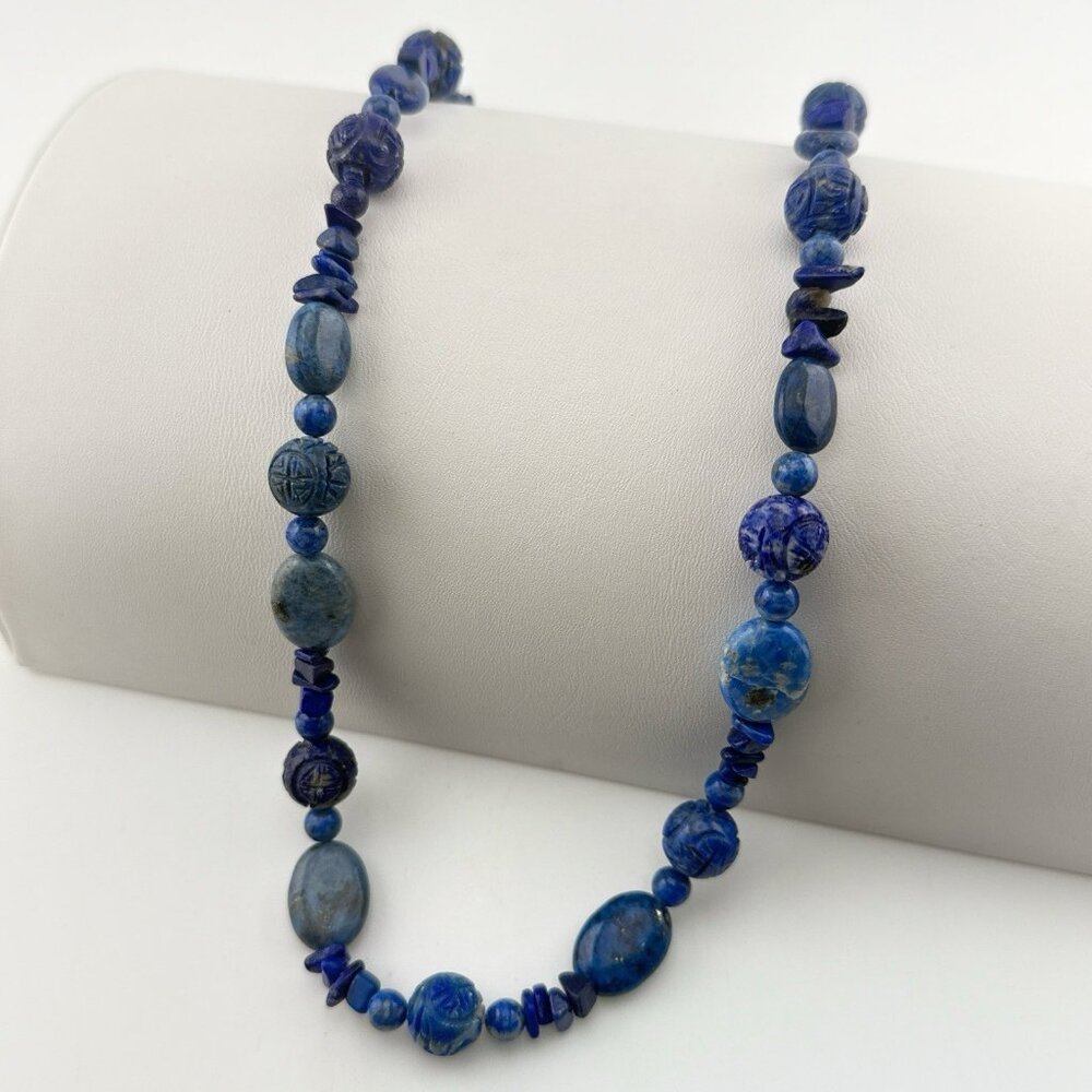 Jay King Necklace Lapis Lazuli Blue Carved Bead Beaded Sterling Silver 925 HSN